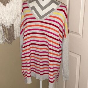 Gray Sweater with Colorful Stripes by Lane Bryant - Size 18/20